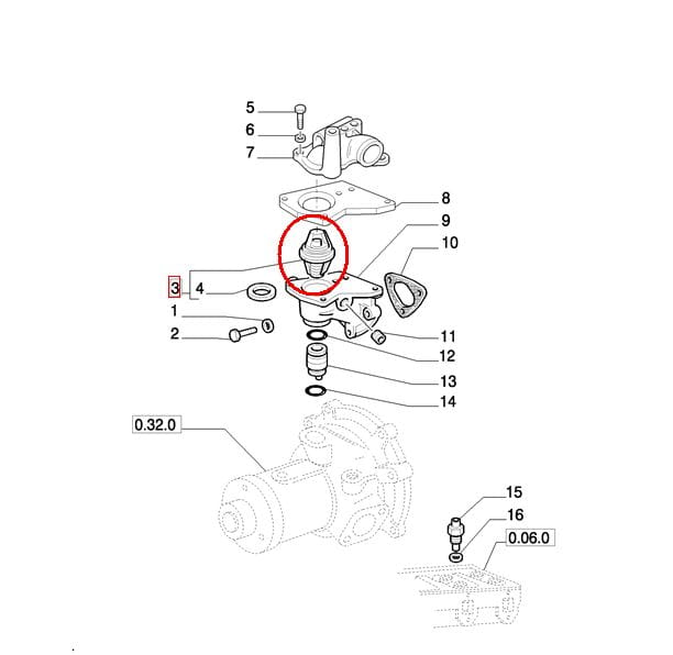 ТЕРМОСТАТ ВОДЯНОГО НАСОСА NEW HOLLAND CASE STEYR 4823211 - 98463637 - 87569391