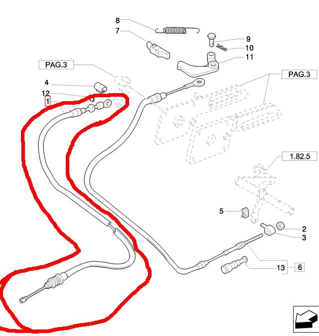 КАБЕЛЬ РУЧНОЙ ГАЗИНЫ NEW HOLLAND CASE 47134185