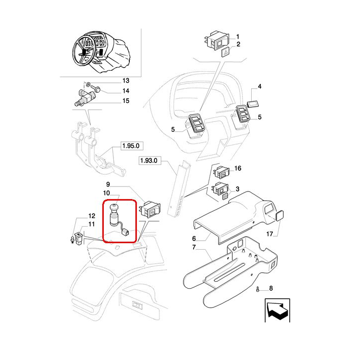 ПЕРЕКЛЮЧАТЕЛЬ ВОМ NEW HOLLAND CASE 82027012 - 82016443