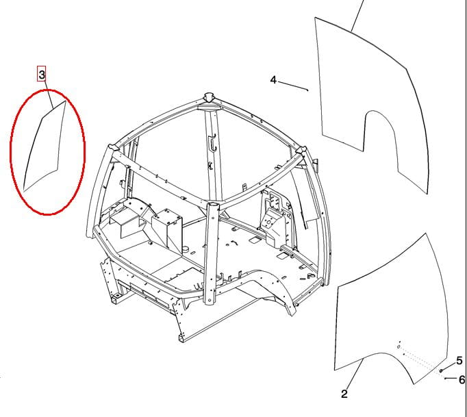 ОКНО ЛЕВОЕ БОКОВОЕ, НАКЛОНЯЕМОЕ NEW HOLLAND CASE 242539A4