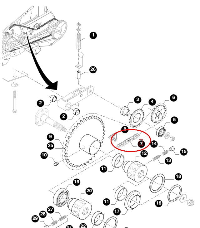 ЦЕПЬ ПРИВОДА ШНЕКА ЖАТКА NEW HOLLAND CASE 84448828