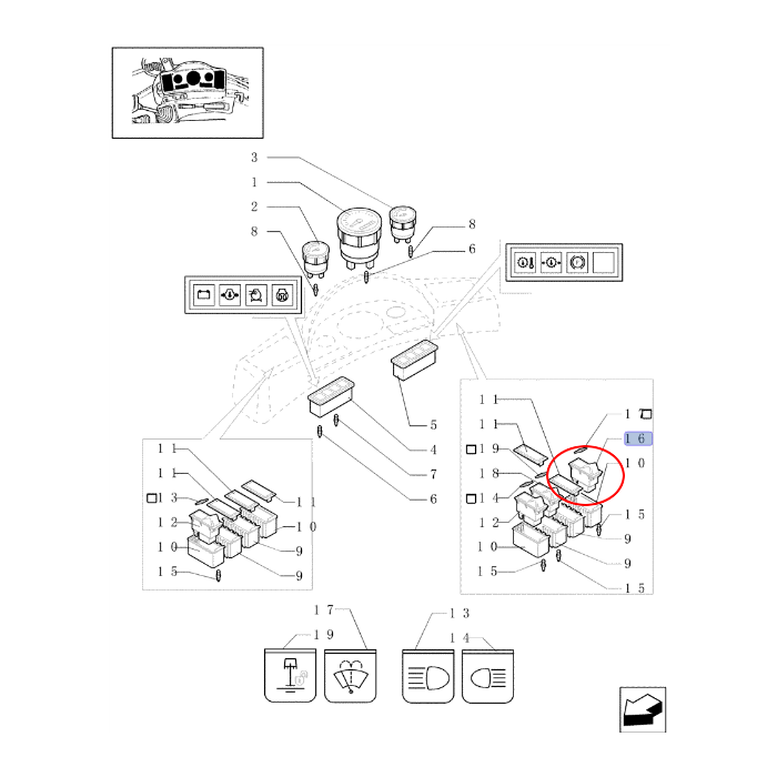 ПЕРЕКЛЮЧАТЕЛЬ ЗАДНЕГО СТЕКЛООЧИСТИТЕЛЯ FIAT HITACHI NEW HOLLAND 85803949