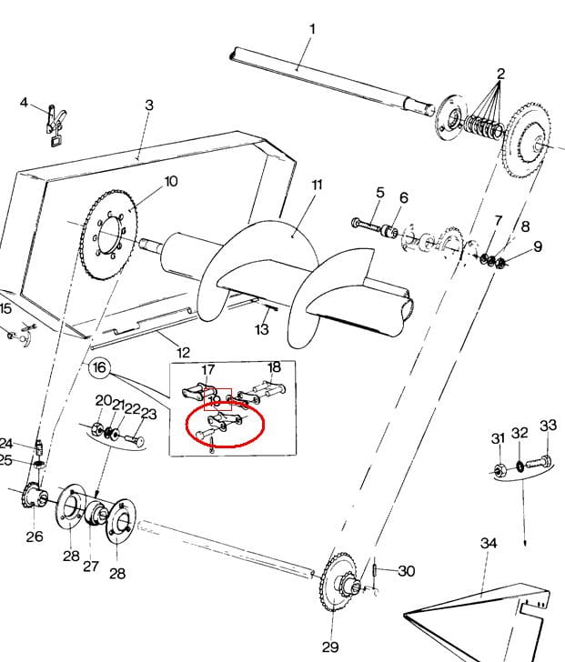 ПРИВОДНАЯ ЦЕПЬ ПОЛУКЛИНЕРА NEW HOLLAND CASE 80025816 - 86595276