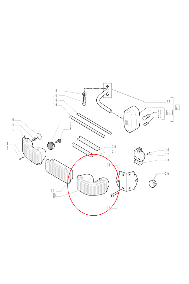 ФОНАРЬ ПЕРЕДНИЙ ЛЕВЫЙ ДЛЯ ТРАКТОРА CASE CNH 87455684