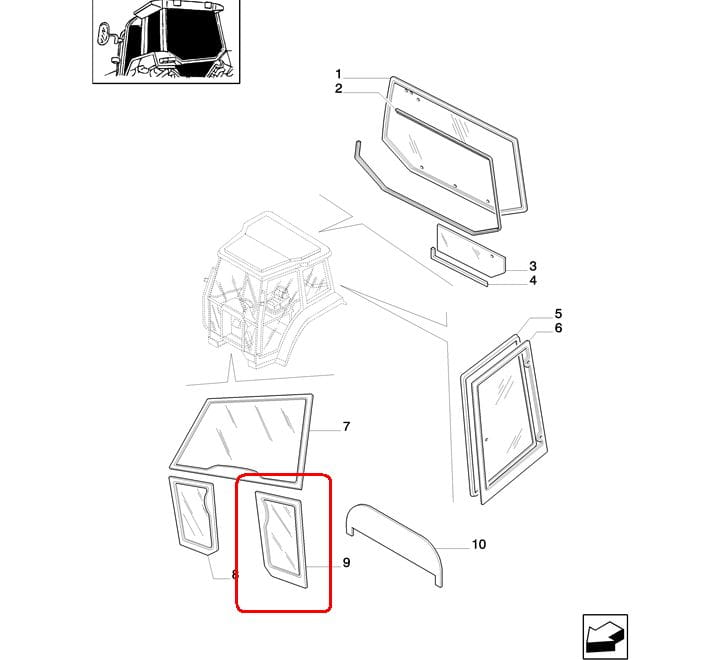 ВЕТРОВОЕ СТЕКЛО НИЖНЕЕ ЛЕВОЕ NEW HOLLAND CASE 82001923