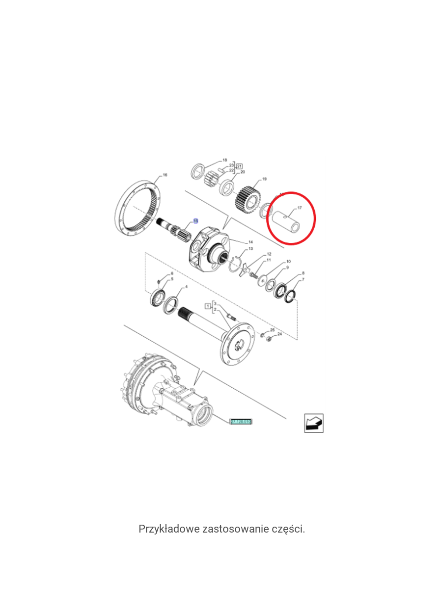 Палец задней оси 53,5х122мм New Holland CNH 5145988