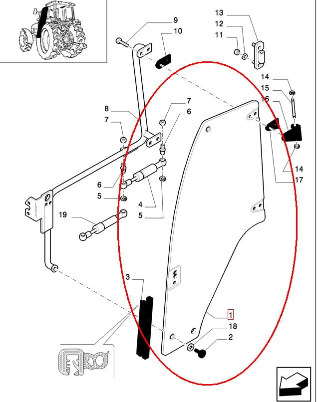 СТЕКЛО ДВЕРИ ПРАВОЕ NEW HOLLAND 82036000