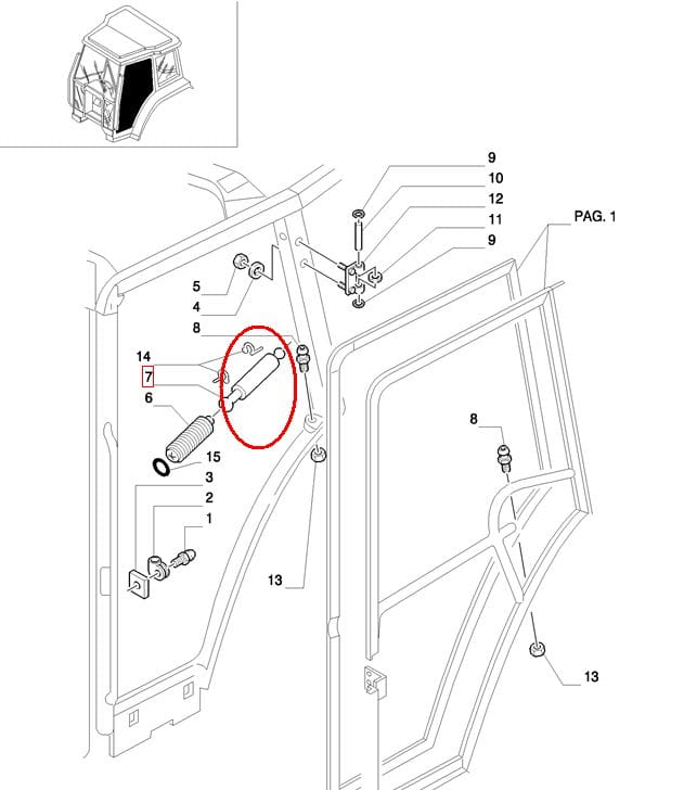 ГАЗОПРИВОД ДВЕРИ NEW HOLLAND CASE 5183854